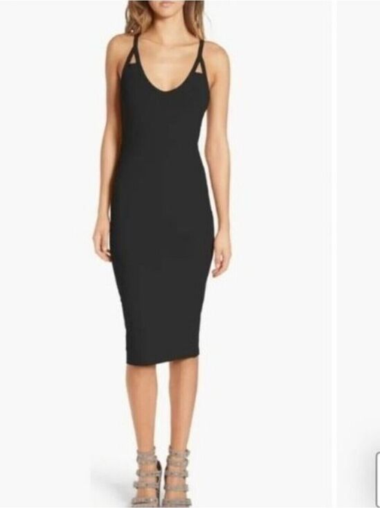 Leith Dresses & Skirts - Leith Black Cutout Strap Body-Con Sleeveless Midi Dress Size Medium NWOT